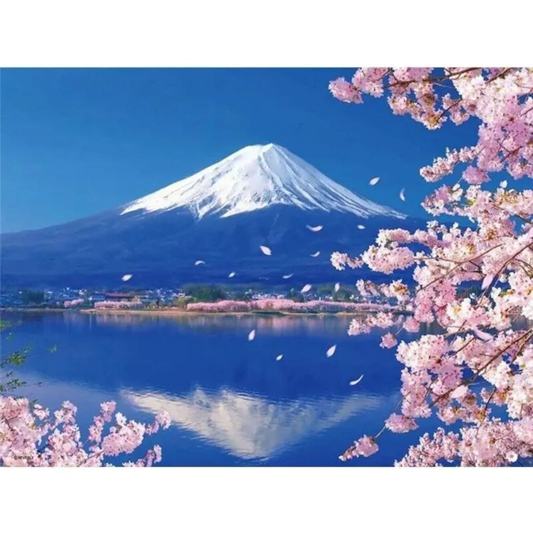 Cherry Blossom Mount Fuji Paint by Number Kit, DIY Painting Kit