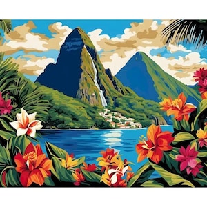 Wildflower Mountain Landscape Paint By Number Kit, DIY Painting Kit, Painting On Canvas, Color By Number, Oil Painting Scenery Painting