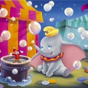 5D DIY Diamond Painting Kit Full Drill, Elephant Dumbo Mosaic Diamond Kit, Full Drill Square Round