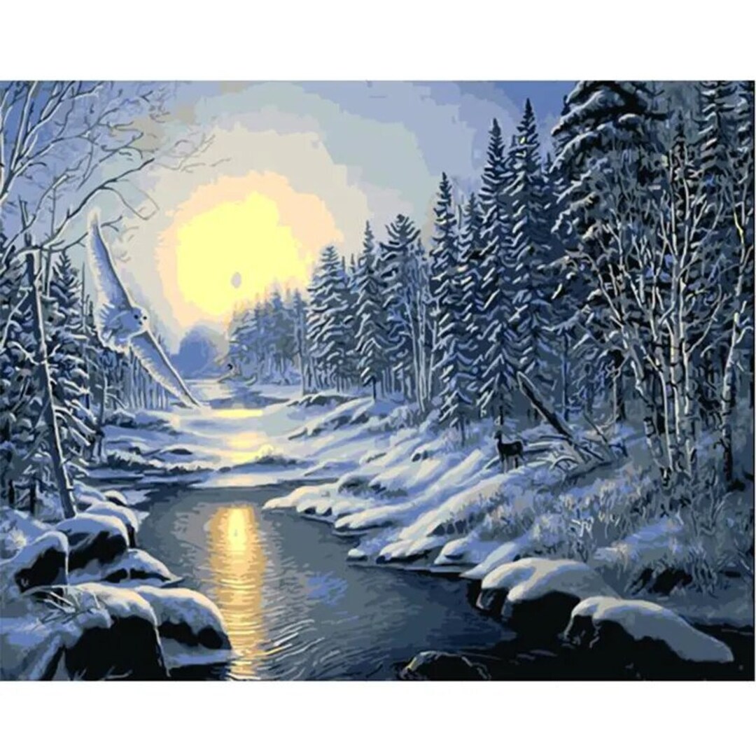 Snow Winter Forest Paint by Number Kit, DIY Painting Kit, Painting on ...