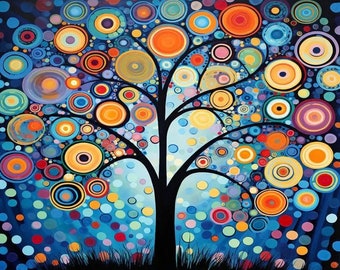 Abstract Colorful Tree Paint By Number Kit, DIY Painting Kit, Painting On Canvas, Color By Number, Oil Painting Scenery Painting