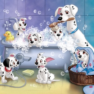 5D DIY Diamond Painting Kit Full Drill, Dalmatians Cartoon Dog Mosaic Diamond Kit, Full Drill Square Round