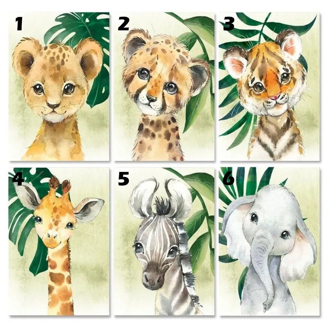 Baby Wildlife Animals Paint by Number Kit, DIY Painting Kit, Painting ...