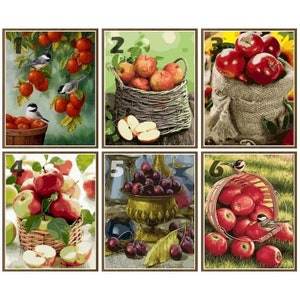 Apple Basket Paint By Number Kit, DIY Painting Kit, Painting On Canvas, Color By Number, Oil Painting Scenery Painting