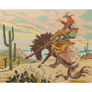 Cowboy Vintage Paint By Number Kit, DIY Painting Kit, Painting On Canvas, Color By Number, Oil Painting Scenery Painting