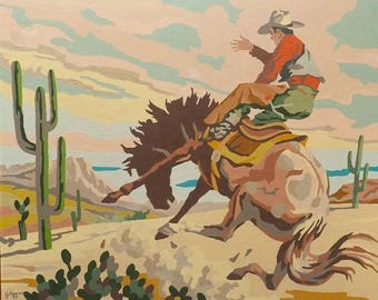Cowboy Vintage Paint By Number Kit, DIY Painting Kit, Painting On Canvas, Color By Number, Oil Painting Scenery Painting