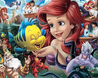5D DIY Diamond Painting Kit Full Drill, Ariel Little Mermaid Mosaic Diamond Kit, Full Drill Square Round