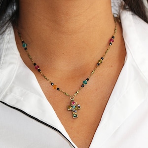 Floral Cross Swarovski Necklace Floral Cross Swarovski Necklace
