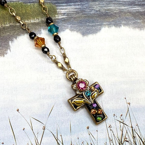 Swarovski gold hotsell cross necklace