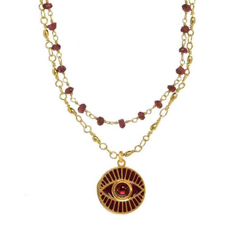 New Eye Garnet Layered Necklace image 4