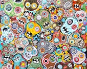 DAG van de dood Michal Golan handgemaakte mozaïek keramische kunst met schedels