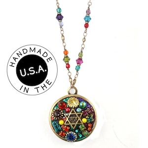 Michal Golan Rainbow Star of David Necklace