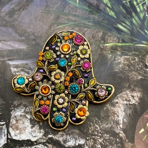 Michal Golan Midnight Garden Hamsa Brooch