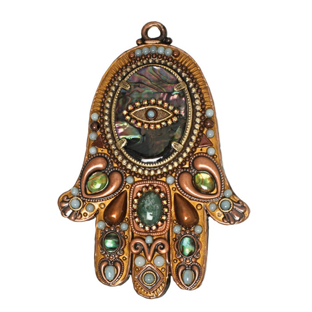Copper Wall Hamsa With Abalone and Gemstones. Bring Good - Etsy