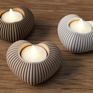 Portavelas LED con forma de corazón | Decoración moderna con forma de corazón | Decoración romántica para la mesa | Regalo de San Valentín | Decoración impresa en 3D