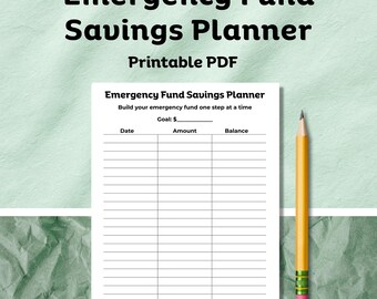 Planilha de Planejamento de Poupança para Fundo de Emergência (Imprimida) | Controle Financeiro para Emergências | Ferramenta de Planejamento Orçamentário | Download Imediato