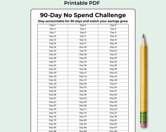 90-Day No Spend Challenge Printable | No Spend Tracker | Budget Reset