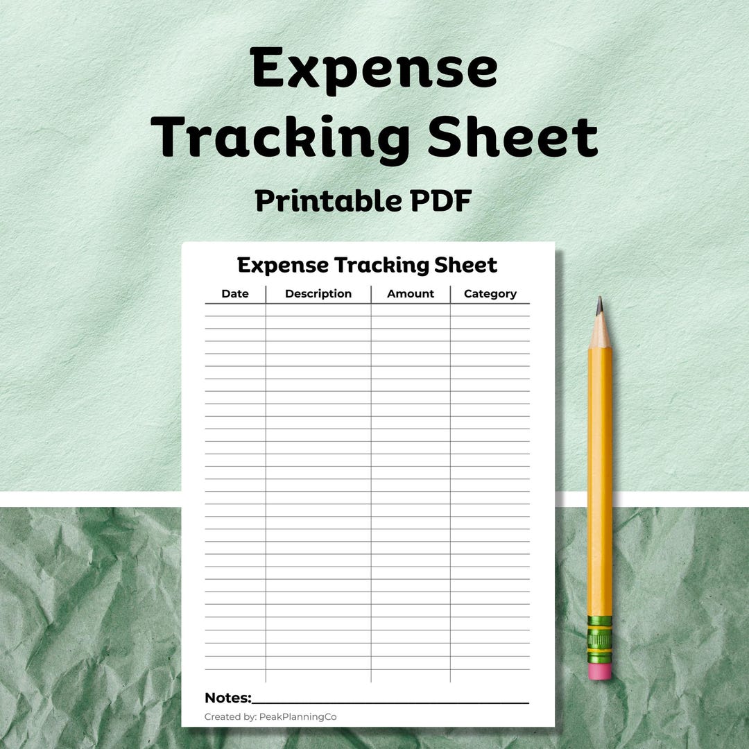Expense Tracking Sheet Printable | Spending Organizer & Money Tracker ...