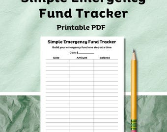 Planilha simples para fundo de emergência | Controle de economias para emergências | Ferramenta de planejamento orçamentário | Download instantâneo