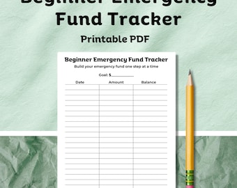 Planilha imprimível para fundo de emergência para iniciantes | Controle de economias de emergência | Ferramenta de planejamento orçamentário | Download instantâneo