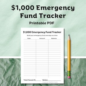 1,000 Dollar Emergency Fund Printable | 1K Savings Tracker | Budget Planning Tool | Instant Download