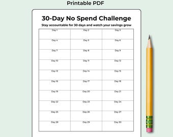 30-Day No Spend Challenge Printable | Budget Reset (Instant Download)