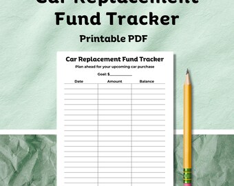 Tracker autovervangend fonds | Spaarplannerblad | Insteekmap voor budgetbanden | Afdrukbare pdf | Direct downloaden