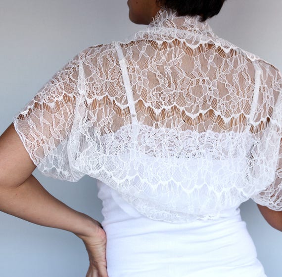 White lace wedding bolero Bridal shrug Shoulder cover up | Etsy