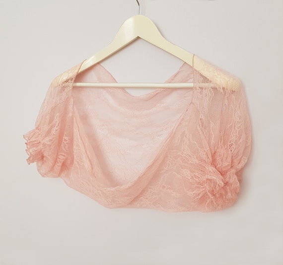 Pink Lace Tulle Bolero Shrug Short Puff 