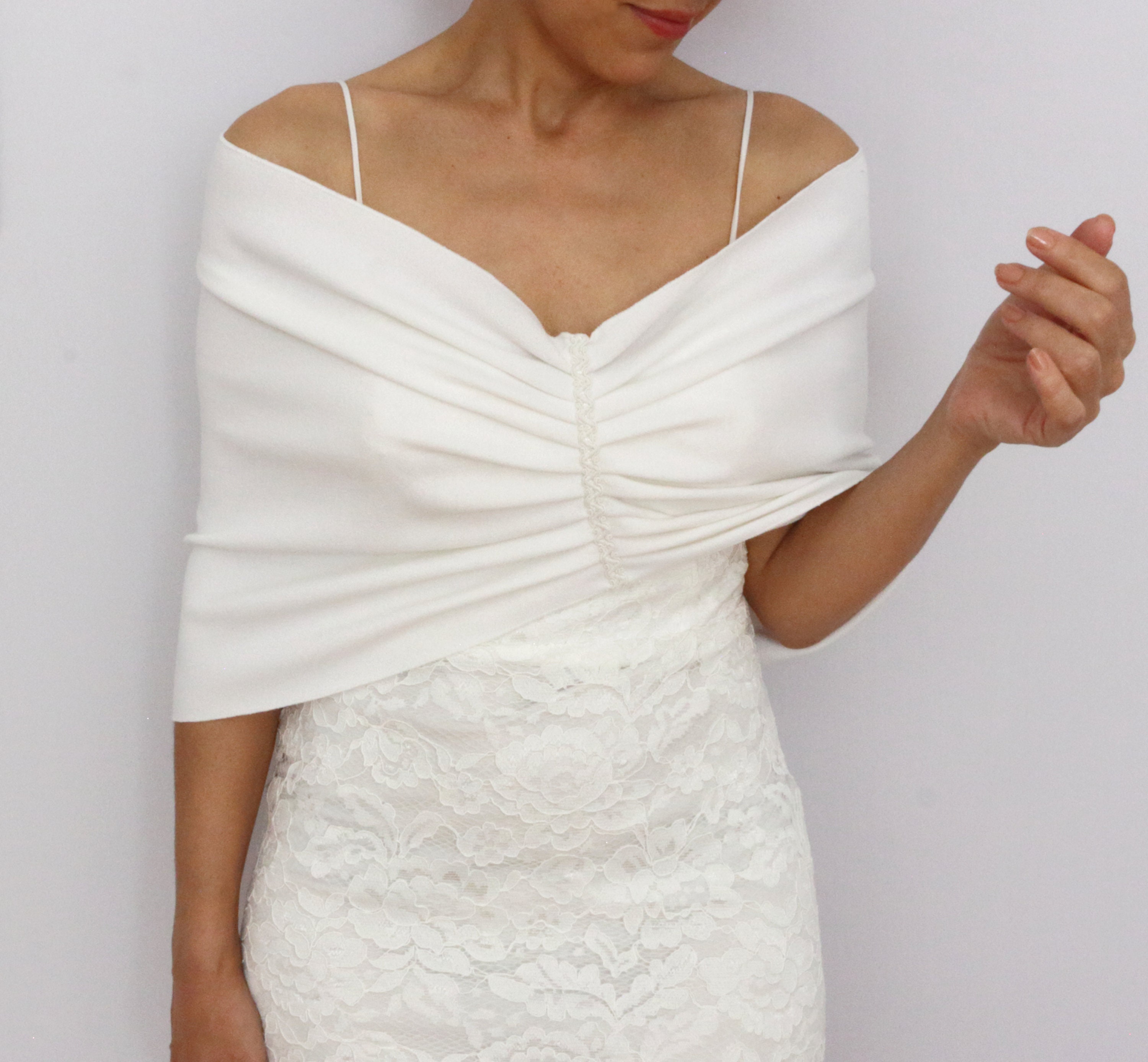 Ecru wedding cover up Cream bridal shoulder wrap Infinity Etsy