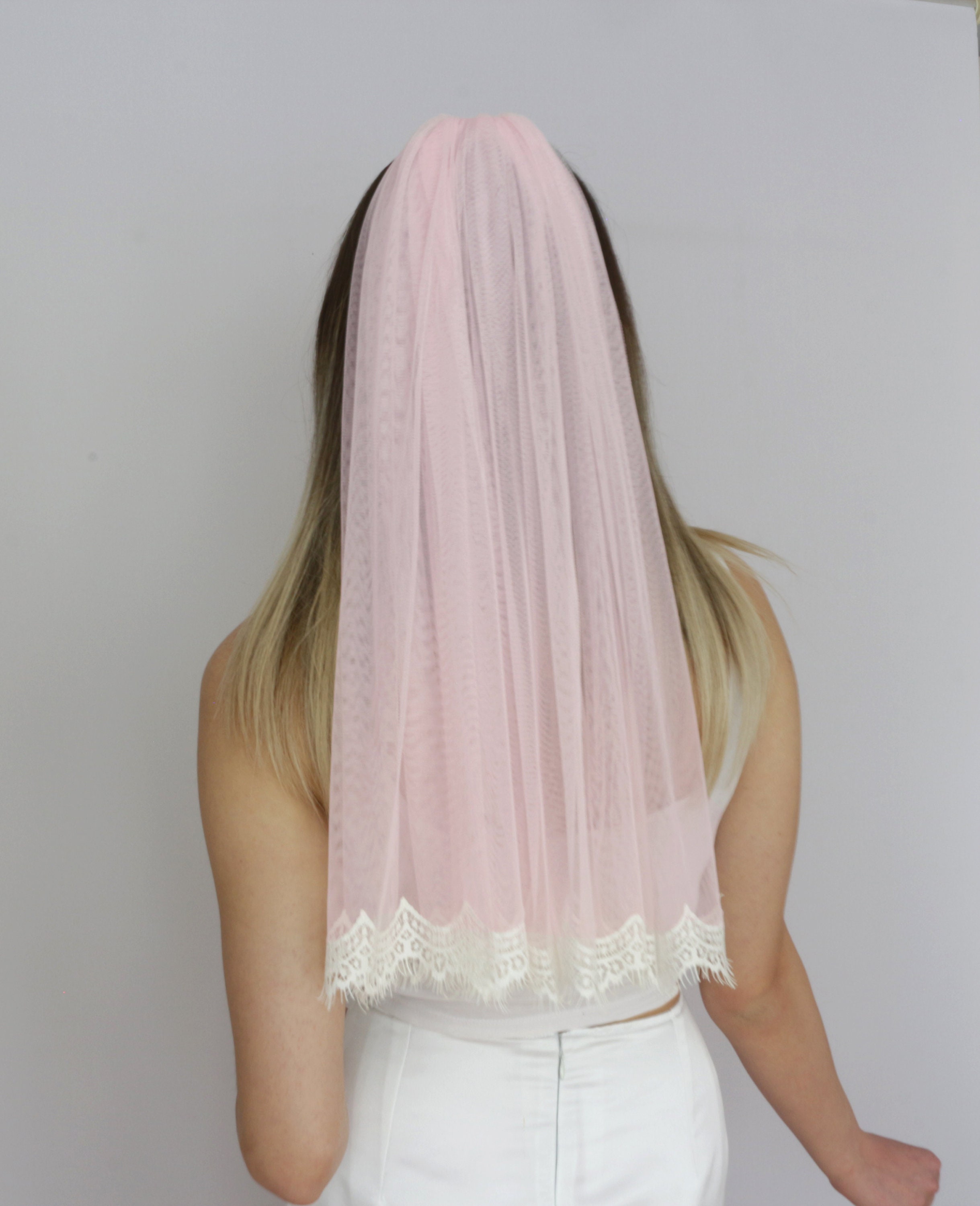 【新品】 NOTREémor tulle veil tops pink Fairy Pink Flower Lace Wedding Veil With Pearl, Retro Cathedral