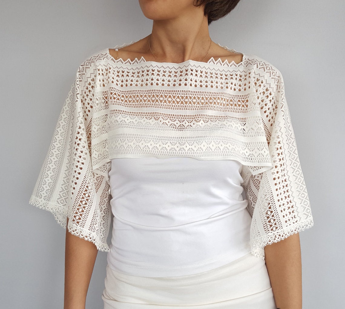 Ecru lace bridal bolero Cream bridal shrug Wedding shoulder Etsy