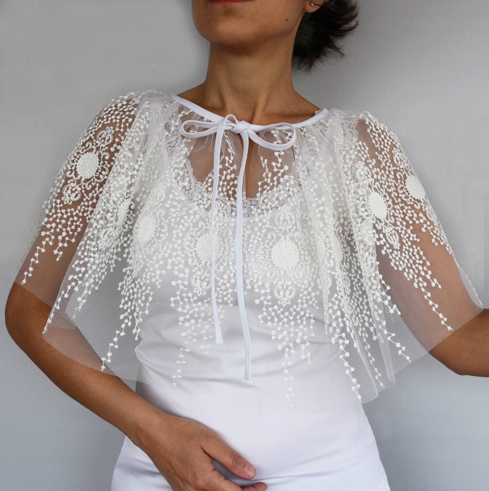 tulle bridal cape