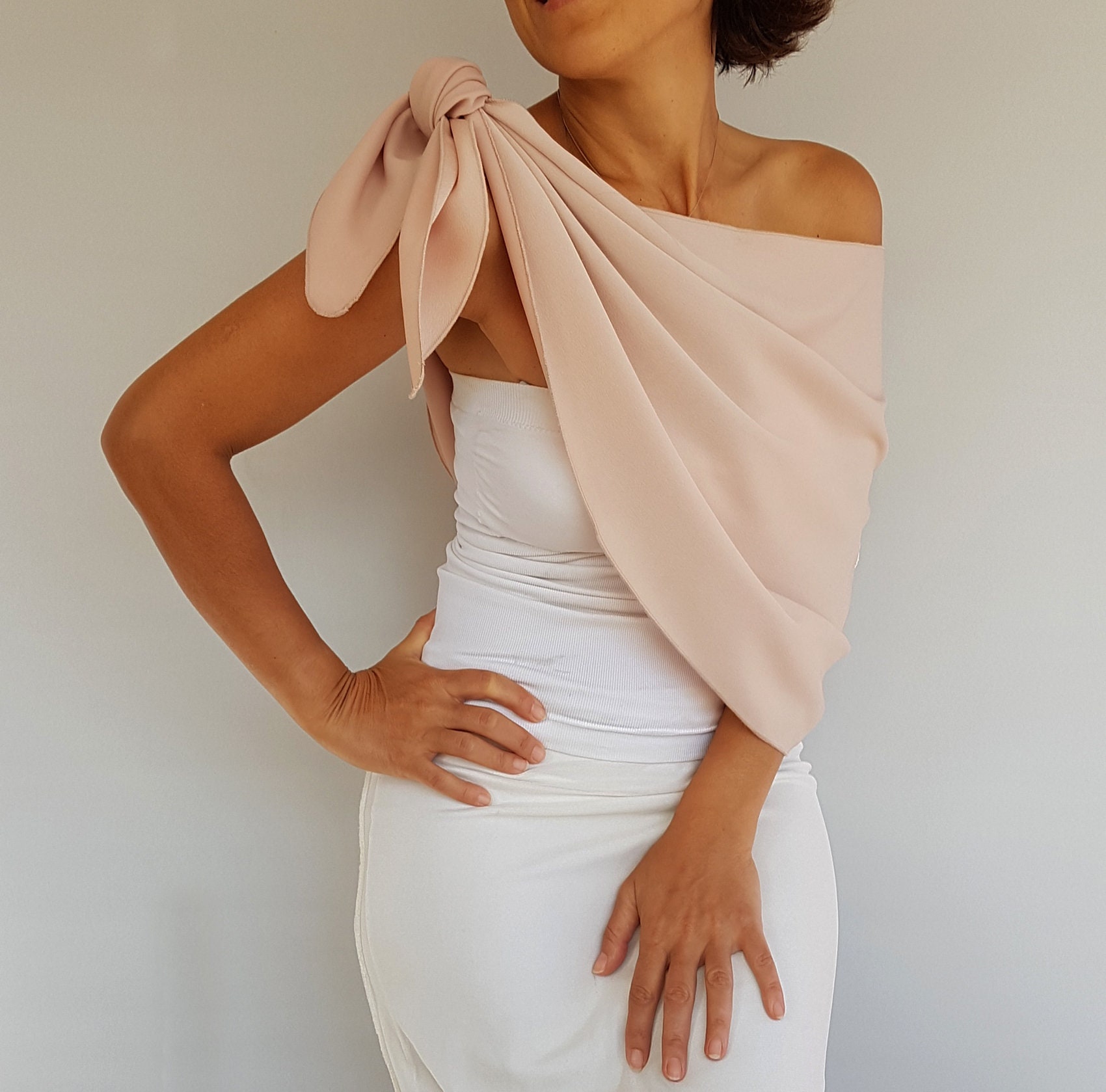 Nude bridal shawl Blush wedding shoulder wrap Tan evening | Etsy