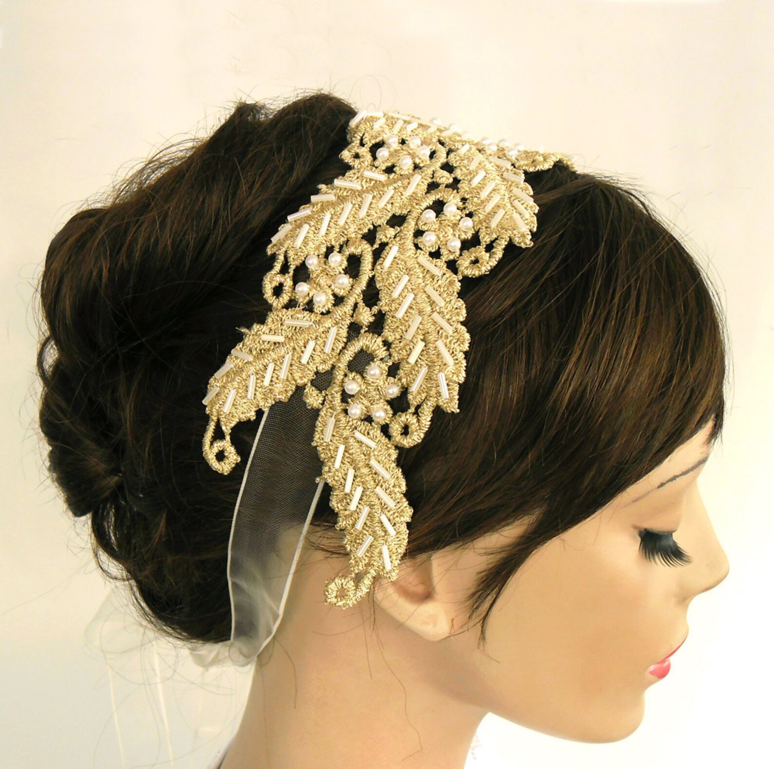 Roman Style Headband Gold Lace Headband Bridal Headband Etsy