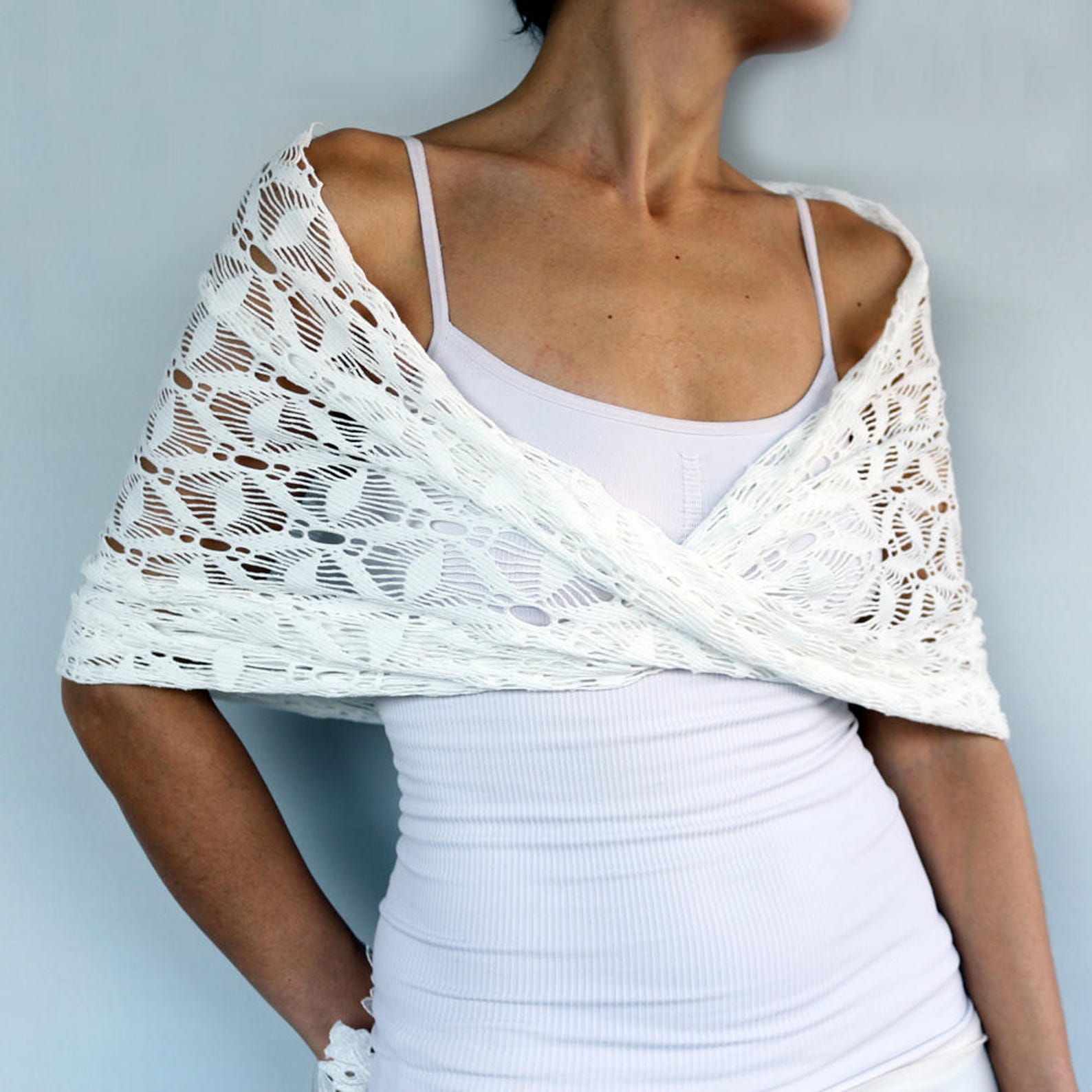 Lace wedding shawl Bridal loop shawl Cream lace bridal Etsy