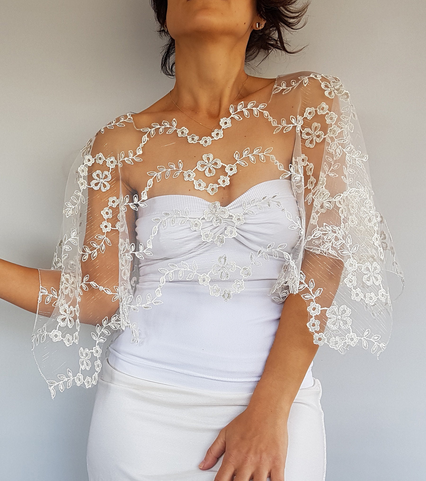 tulle wedding cape