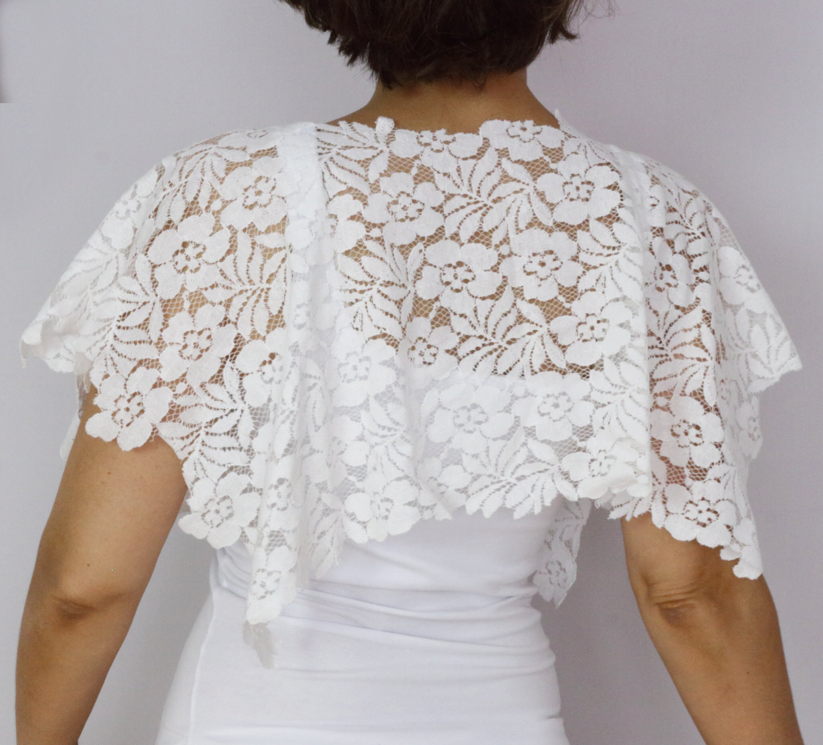 Ecru lace bridal capelet Wedding shrug Cotton lace bolero | Etsy