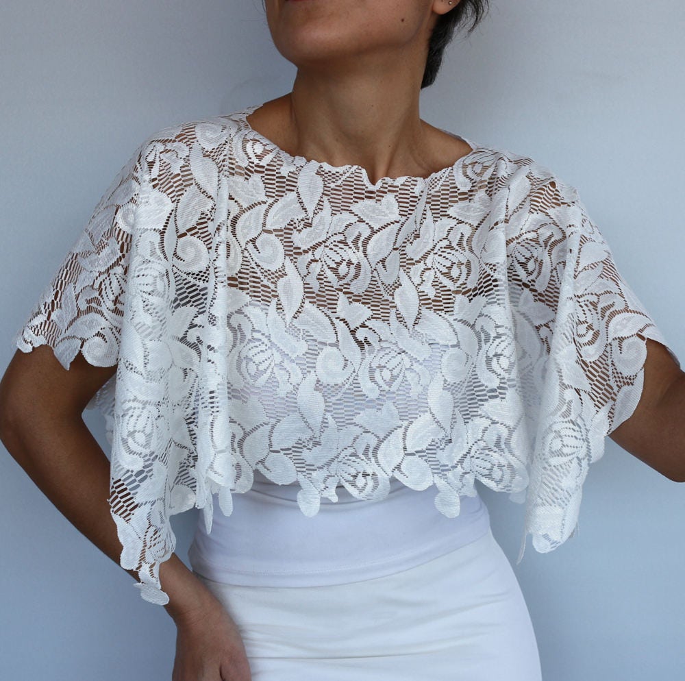 Bridal Lace Top Cream Bridal Shrug Shiny Ecru Cream Wedding Etsy