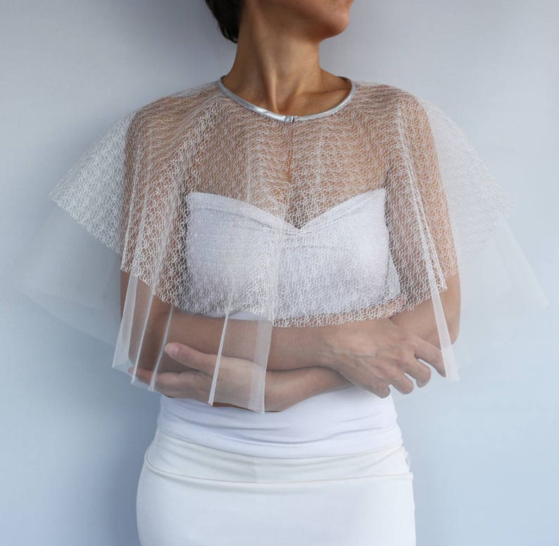 tulle bridal cape