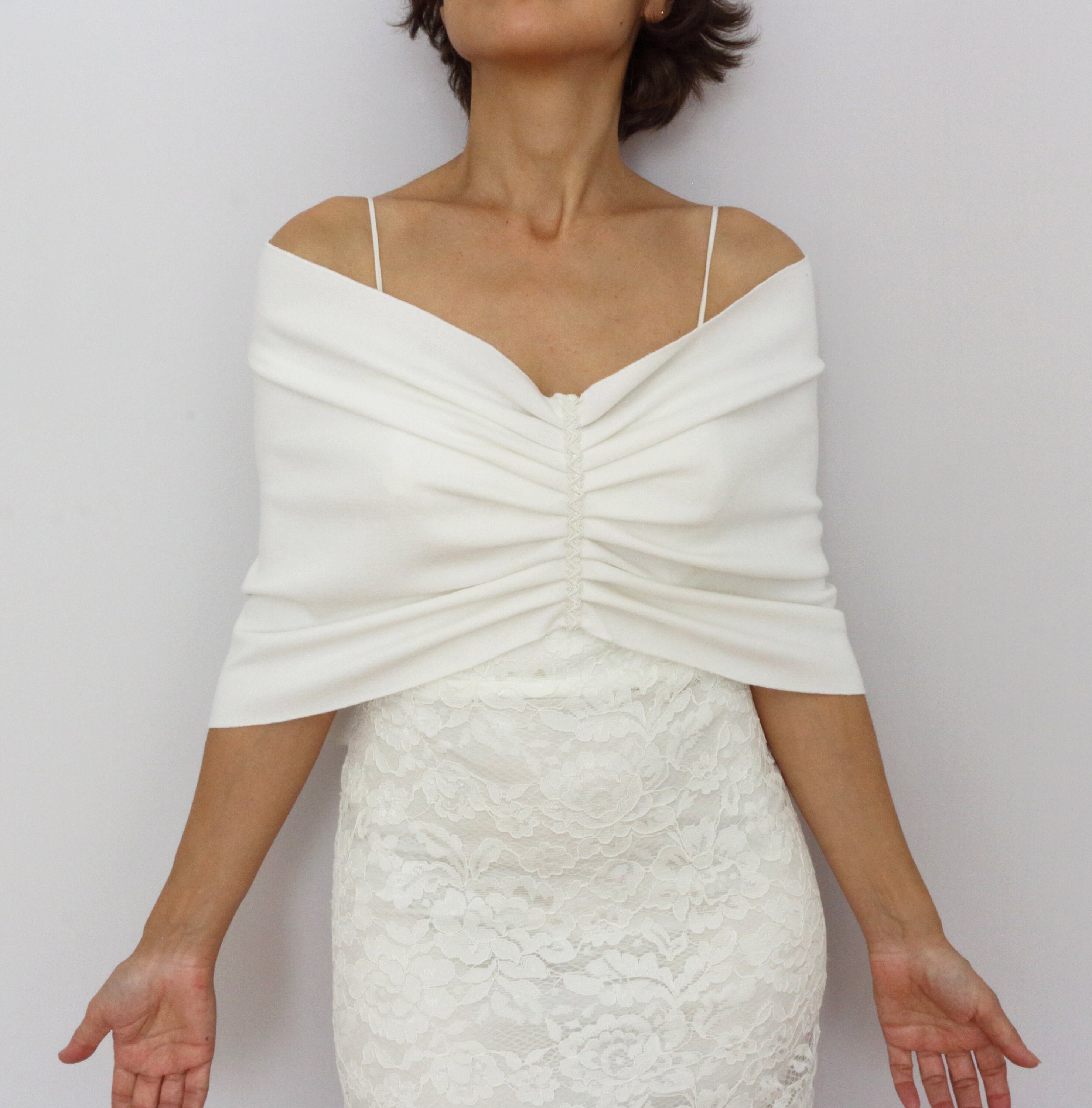 Ecru wedding cover up Cream bridal shoulder wrap Infinity Etsy