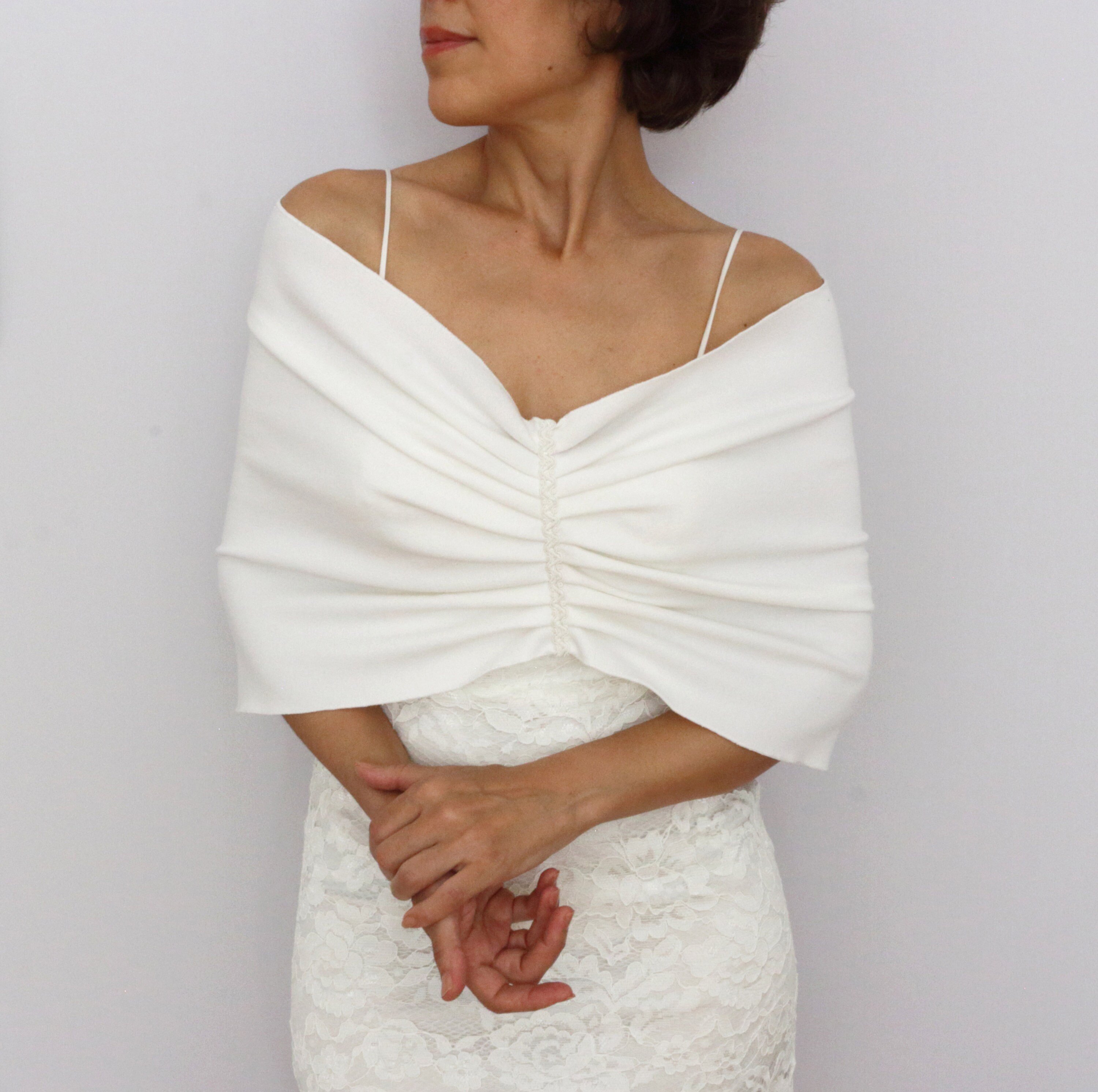 Ecru wedding cover up Cream bridal shoulder wrap Infinity Etsy