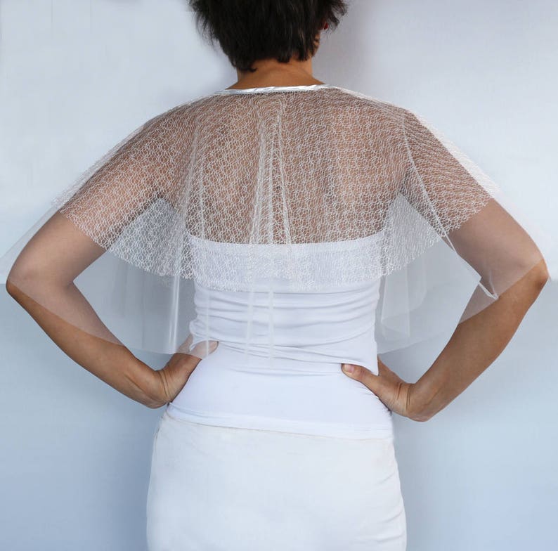 tulle bridal cape