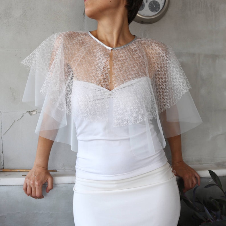 tulle bridal cape