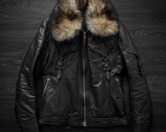 Yasuyuki Ishii Style Fur Leather Jacket | Horsi Raccoon Fur Kraven