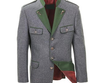 Dark Khaki Green Loden Jacket: Traditional Austrian Tyrolean Wool