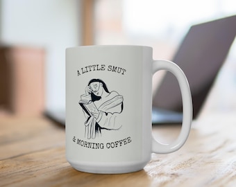 Cheeky Ceramic Coffee Mug | Minimalist Illustration, Cozy Morning Ritual (11oz or 15oz)
