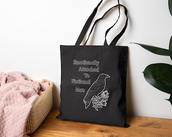Tote Bag, Dark Romance Reader, Fictional Men, Raven Gothic Book Lover Gift