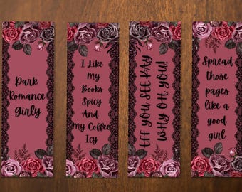 Valentine Bookmark Gift Set | Spicy Bookish Quote Bookmarks | Dark Romance Reader (Digital Download)