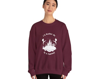 Fantasy Castle Dragon Crewneck Sweatshirt, Book Lover Gift, Cozy Reading Top